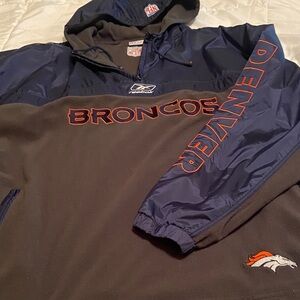 Reebok Navy and Gray Broncos Pullover
